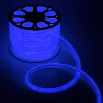 Гибкий неон Luazon Lighting 16 мм круглый, IP65, 50 м, SMD2835, 120 LED/м, 220 В, свечение синее