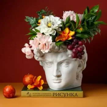 Гипсовая фигура кашпо Давид, 24,5 х 21,5 х 23 см (углубление D1-13,5; D2-10,5 h=13)