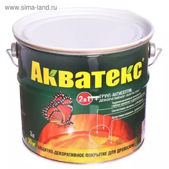 Грунт-антисептик "Акватекс", орех, 3 л