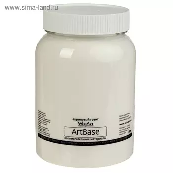 Грунт художественный акриловый белый 1000 г, WizzArt Base, морозостойкий