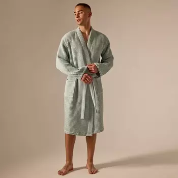 Халат вафельный мужской SL HOME: Boho «Аззура», размер XL, хлопок 100%, бирюзовый