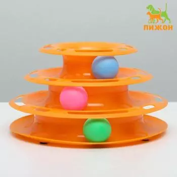 Игровой комплекс «Пижон» для кошек с 3 шариками, 24.524.513 см, оранжевый