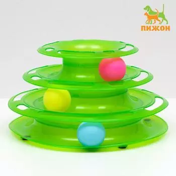 Игровой комплекс «Пижон» для кошек с 3 шариками, 24.524.513 см, зелёный