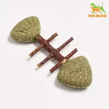 Игрушка для кошек из прессованной кошачьей мяты и скелетом из мататаби «Рыба», 8.5 см