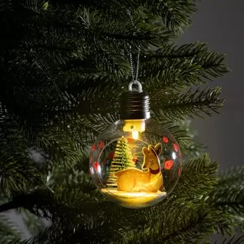 Ёлочный шар «Пятнистый оленёнок», d=8 см, 1 LED, от батареек, свечение тёплое белое