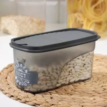 Ёмкость для сыпучих продуктов «Бест», 1 л, 9,5199,5 см, прозрачная, крышка серая