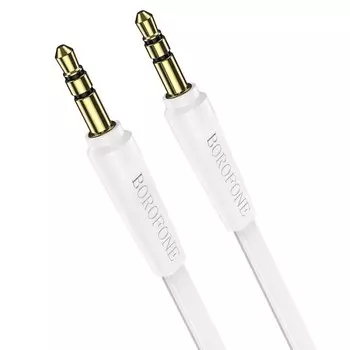 Кабель аудио AUX Borofone BL6, Jack 3.5 мм(m)-Jack 3.5 мм(m), TPE оплётка, 1 м, белый