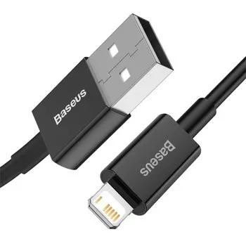 Кабель Baseus, Lightning - USB, 2.4 А, TPE оплётка, 1 м, чёрный