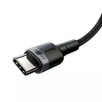 Кабель Baseus, Type-C - Type-C, 5A, 100W, 2 м, серый+черный