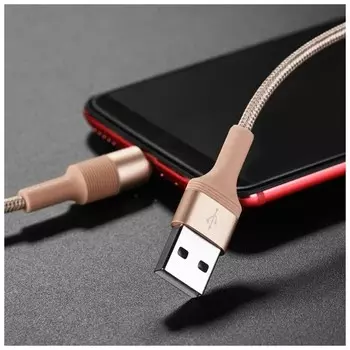Кабель Borofone BX21, microUSB - USB, 2.4 А, 1 м, тканевая оплётка, золотистый