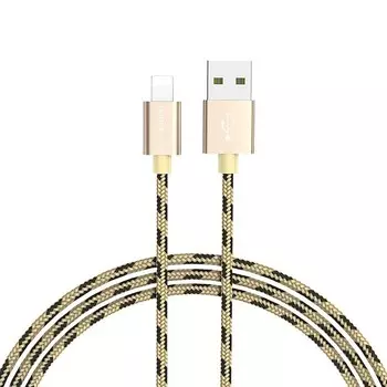 Кабель Borofone BX24, Lightning - USB, 2.4 А, 1 м, нейлоновая оплётка, золотистый