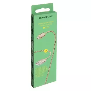 Кабель Borofone BX24, microUSB - USB, 2.4 А, 1 м, нейлоновая оплётка, золотистый