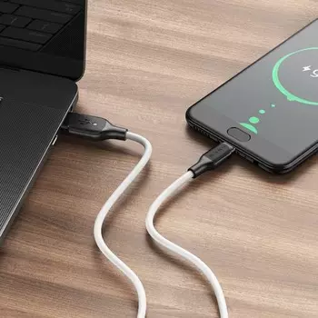 Кабель Borofone BX42, microUSB - USB, 2.4 А, 1 м, TPE оплётка, белый