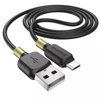 Кабель Borofone BX59, microUSB - USB, 2.4 А, 1 м, TPE оплётка, чёрный