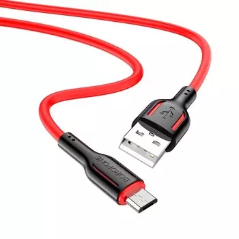 Кабель Borofone BX63, microUSB - USB, 2.4 А, 1 м, TPE оплётка, красный