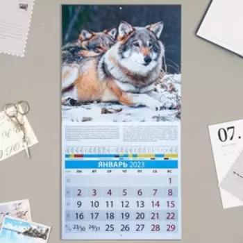 Календарь перекидной на скрепке "Календарь охотника и рыболова" 2023 год, 28,5 х 28,5 см