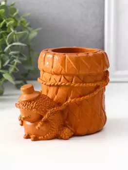Карандашница сувенирная «Ёжик с корзиной», 9812 см, красная глина