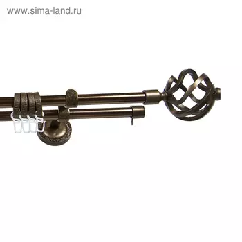 Карниз двухрядный 280 см, d=1,6 см, цвет старое золото