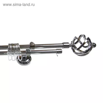 Карниз двухрядный 320 см, d=1,6 см, цвет серебро