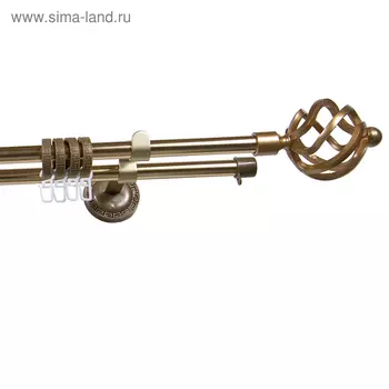 Карниз двухрядный 320 см, d=1,6 см, цвет матовое золото