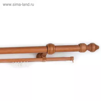 Карниз с U-шиной, ширина 200 см, d=28 мм, деревянные элементы, цвет черешня