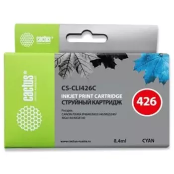 Картридж струйный Cactus CS-CLI426C голубой для Canon Pixma MG5140/5240/6140/8140/MX884 (8.2мл) 17