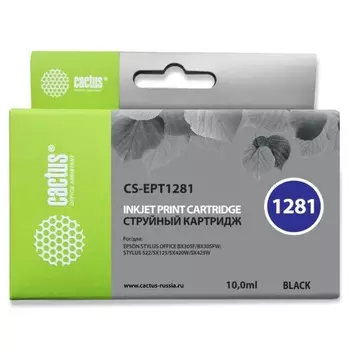 Картридж струйный Cactus CS-EPT1281 черный для Epson Stylus S22/S125/SX420/SX425/Office BX305 (10мл)