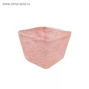 Кашпо, сизаль, квадрат, розовая 10 х 14 х 14 см