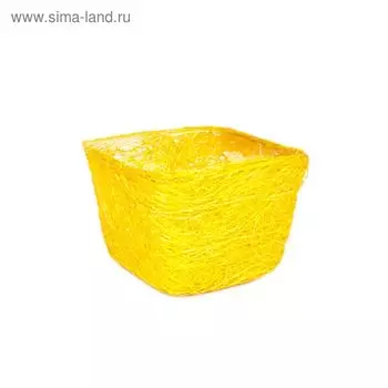 Кашпо, сизаль, квадрат, жёлтая 10 х 14 х 14 см