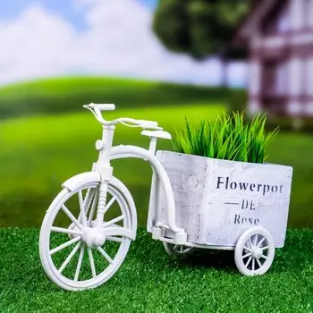 Фигурное кашпо для цветов «Велосипед Flowerpot de Rose», 261218 см, дерево, пластик, белое