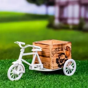 Фигурное кашпо для цветов «Велосипед Home & Garden», 20.51210.5 см, дерево, пластик, белое