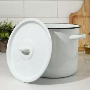 Кастрюля эмалированная, 5,5 л, d=24 см, цилиндрическая, цвет белый