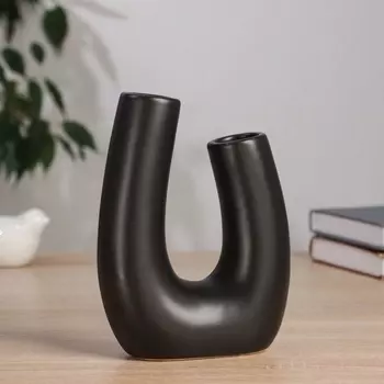 Ваза «Уэйн», d=4 см, 17.513 см, керамика, чёрная
