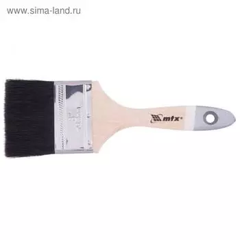 Кисть плоская MTX 82641, натуральная щетина, деревянная ручка, 3"