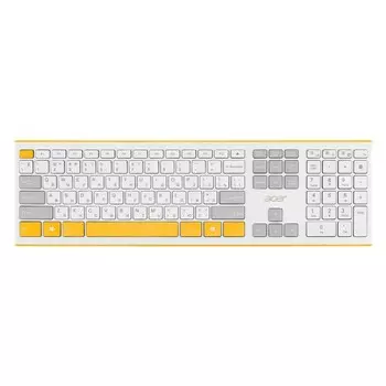 Клавиатура + мышь Acer OCC200 клав:желтый/белый мышь:белый/желтый USB беспроводная slim Mult 10046