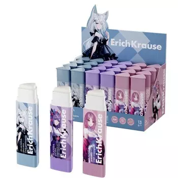Клей-карандаш 13 г ErichKrause Prism Manga PVP, треугольный, микс