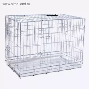 Клетка транспортировочная (выставочная), цинк, 2-х дверная, 75 х 46,5 х 52 см