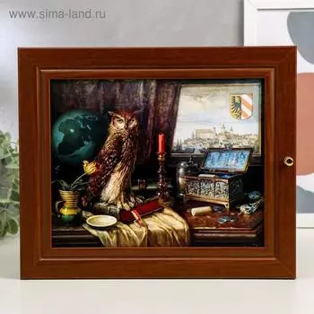 Ключница "Ученая сова" орех 26х31 см МИКС