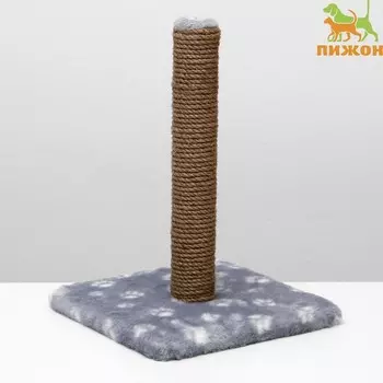 Когтеточка «Радость» на подставке, 303040 см, джут, серая с лапками