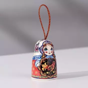 Колокольчик матрешка , хохлома, 5,5 см