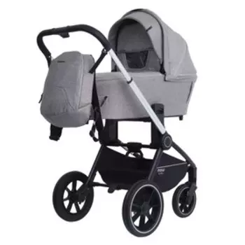 Коляска детская MowBaby Zoom PU, 3в1, цвет серебристыйбежевый