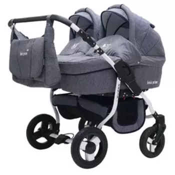 Коляска для двойни 2 в 1 Bart-Plast Fenix Duo Prime, цвет 01 синий джинс