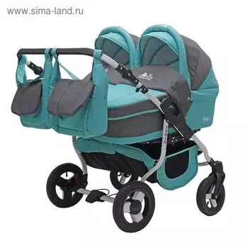 Коляска Fenix Duo, для двойни, цвет серый/бирюзовый