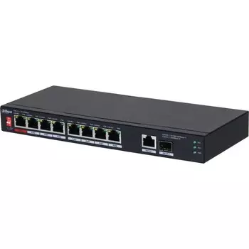 Коммутатор Dahua DH-PFS3110-8ET1GT1GF-96 8x100Mb 1G 8PoE 96W неуправляемый