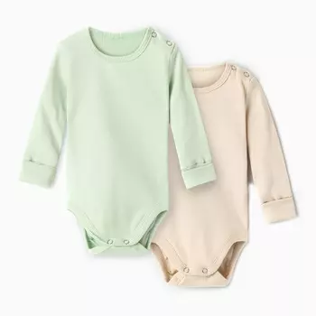 Комплект боди детских MINAKU: Basic Line BABY, рост 74-80 см, шалфей, бежевый