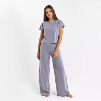 Пижама женская (футболка, брюки) KAFTAN Basic, размер 40-42, серая