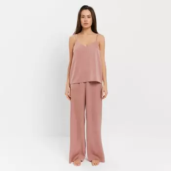 Пижама женская (майка, брюки) KAFTAN Silk, размер 48, пудровая