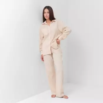Пижама женская (рубашка, брюки) KAFTAN Basic, размер 48-50, молочная
