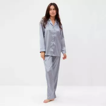 Пижама женская (рубашка, брюки) KAFTAN «Леопард», голубая, размер 52-54