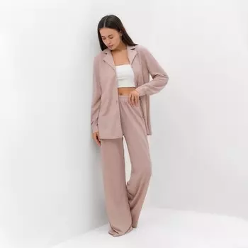 Костюм женский (рубашка, брюки, топ) KAFTAN Base, размер 46, пудровый